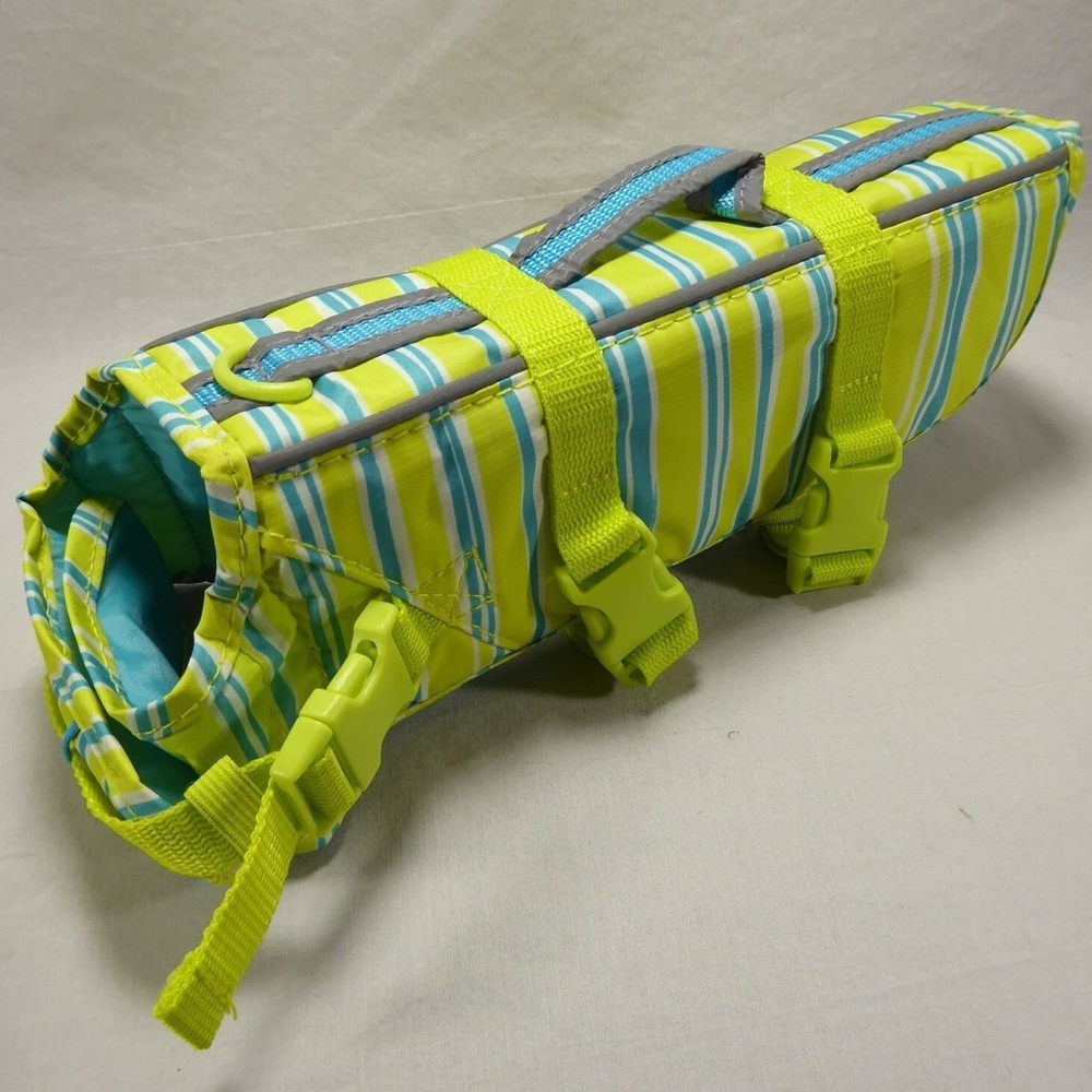 Martha Stewart Pets Striped Dog Lifejacket - Blue and Yellow dog swim